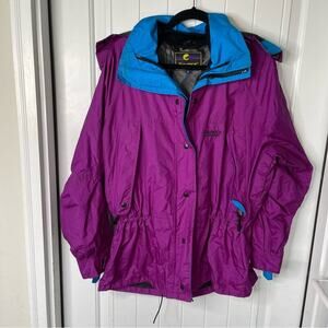 Vintage Solstice hooded microshed nylon purple ski windbreaker jacket large